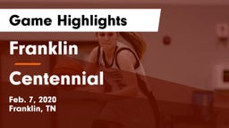 Franklin  vs Centennial  Game Highlights - Feb. 7, 2020
