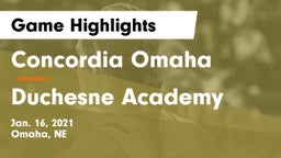 Concordia Omaha vs Duchesne Academy Game Highlights - Jan. 16, 2021