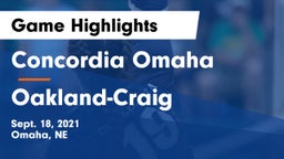 Concordia Omaha vs Oakland-Craig  Game Highlights - Sept. 18, 2021