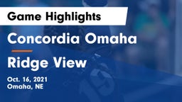 Concordia Omaha vs Ridge View  Game Highlights - Oct. 16, 2021