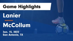 Lanier  vs McCollum  Game Highlights - Jan. 15, 2022