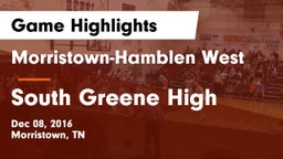 Morristown-Hamblen West  vs South Greene High Game Highlights - Dec 08, 2016