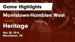 Morristown-Hamblen West  vs Heritage Game Highlights - Dec 28, 2016