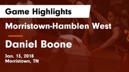 Morristown-Hamblen West  vs Daniel Boone Game Highlights - Jan. 13, 2018