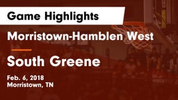 Morristown-Hamblen West  vs South Greene Game Highlights - Feb. 6, 2018