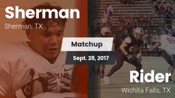 Matchup: Sherman  vs. Rider  2017