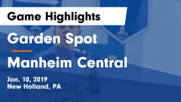 Garden Spot  vs Manheim Central  Game Highlights - Jan. 10, 2019