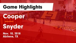 Cooper  vs Snyder  Game Highlights - Nov. 10, 2018