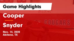 Cooper  vs Snyder  Game Highlights - Nov. 14, 2020