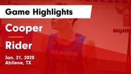Cooper  vs Rider  Game Highlights - Jan. 21, 2020