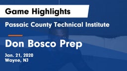 Passaic County Technical Institute vs Don Bosco Prep  Game Highlights - Jan. 21, 2020