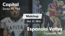 Matchup: Capital  vs. Espanola Valley  2016