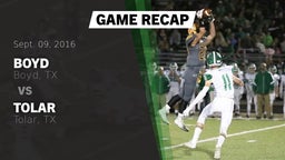 Recap: Boyd  vs. Tolar  2016