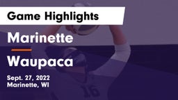 Marinette  vs Waupaca  Game Highlights - Sept. 27, 2022