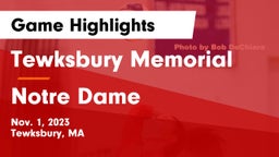Tewksbury Memorial vs Notre Dame Game Highlights - Nov. 1, 2023