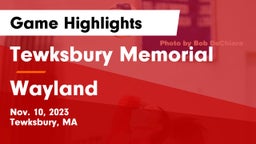 Tewksbury Memorial vs Wayland  Game Highlights - Nov. 10, 2023