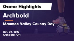 Archbold  vs Maumee Valley Country Day  Game Highlights - Oct. 22, 2022