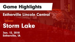 Estherville Lincoln Central  vs Storm Lake  Game Highlights - Jan. 12, 2018