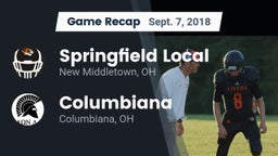 Recap: Springfield Local  vs. Columbiana  2018