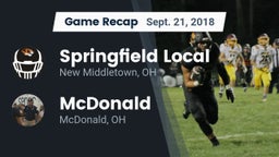 Recap: Springfield Local  vs. McDonald  2018