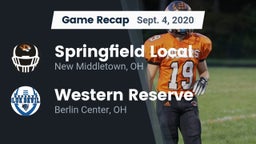 Recap: Springfield Local  vs. Western Reserve  2020