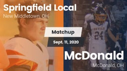 Matchup: Springfield Local Hi vs. McDonald  2020