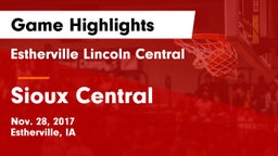 Estherville Lincoln Central  vs Sioux Central  Game Highlights - Nov. 28, 2017