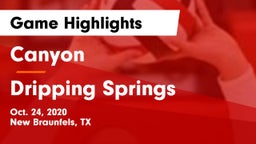 Canyon  vs Dripping Springs  Game Highlights - Oct. 24, 2020