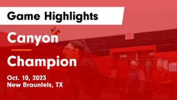 Canyon  vs Champion  Game Highlights - Oct. 10, 2023