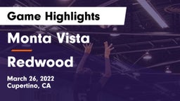 Monta Vista  vs Redwood  Game Highlights - March 26, 2022