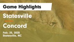 Statesville  vs Concord  Game Highlights - Feb. 25, 2020