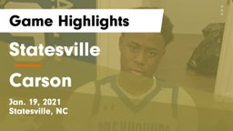 Statesville  vs Carson  Game Highlights - Jan. 19, 2021