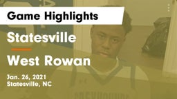 Statesville  vs West Rowan  Game Highlights - Jan. 26, 2021