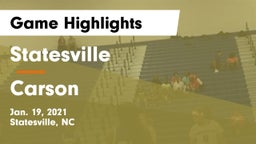 Statesville  vs Carson  Game Highlights - Jan. 19, 2021