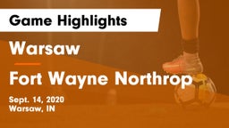 Warsaw  vs Fort Wayne Northrop Game Highlights - Sept. 14, 2020