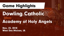 Dowling Catholic  vs Academy of Holy Angels  Game Highlights - Nov. 23, 2018