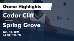Cedar Cliff  vs Spring Grove  Game Highlights - Jan. 18, 2021
