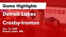 Detroit Lakes  vs Crosby-Ironton  Game Highlights - Jan. 14, 2020