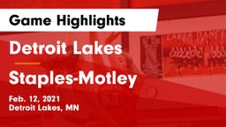 Detroit Lakes  vs Staples-Motley  Game Highlights - Feb. 12, 2021