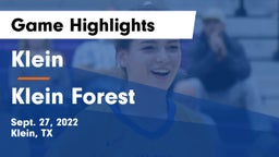 Klein  vs Klein Forest  Game Highlights - Sept. 27, 2022