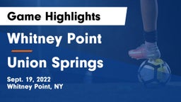 Whitney Point  vs Union Springs  Game Highlights - Sept. 19, 2022