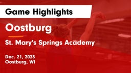 Oostburg  vs St. Mary's Springs Academy  Game Highlights - Dec. 21, 2023