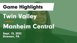 Twin Valley  vs Manheim Central  Game Highlights - Sept. 15, 2022