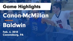 Canon-McMillan  vs Baldwin  Game Highlights - Feb. 6, 2018