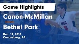 Canon-McMillan  vs Bethel Park  Game Highlights - Dec. 14, 2018