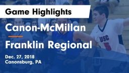 Canon-McMillan  vs Franklin Regional  Game Highlights - Dec. 27, 2018