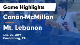 Canon-McMillan  vs Mt. Lebanon  Game Highlights - Jan. 25, 2019