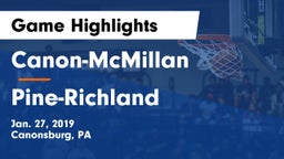 Canon-McMillan  vs Pine-Richland  Game Highlights - Jan. 27, 2019