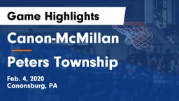 Canon-McMillan  vs Peters Township  Game Highlights - Feb. 4, 2020