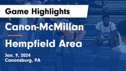 Canon-McMillan  vs Hempfield Area  Game Highlights - Jan. 9, 2024